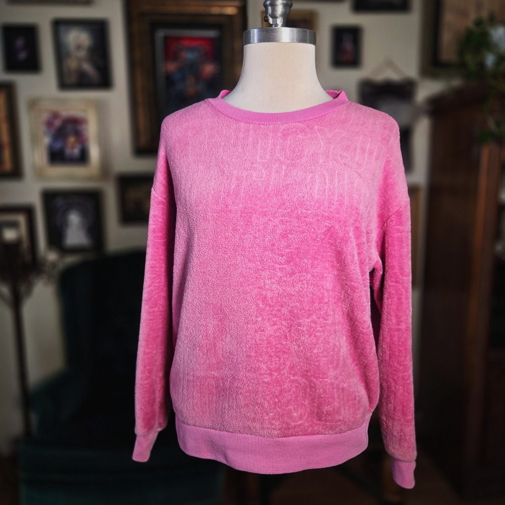 Juicy Couture Pink Velour Sweatshirt Women Medium Y2K Lounge Crewneck Sleepwear